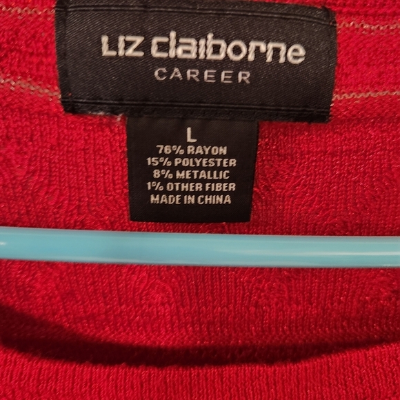 Liz Claiborne Vibrant Red Crew Neck Sweater - Picture 3 of 9